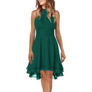 Women's Sleeveless Chiffon High-Waist Layered Halter Dress