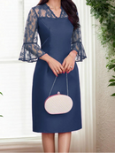 Lace V-Neck Satin Dress