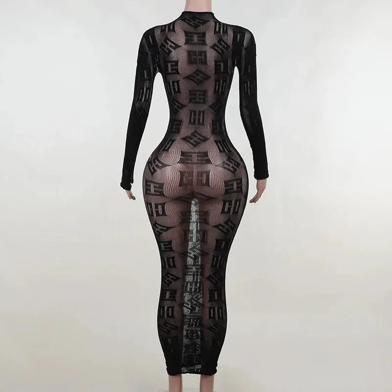 Women's Sexy Long Sleeves Dresses Black White Dresses Party Night Club Clothing