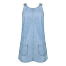 Women's Denim Dress Sexy Cool Strap Mini Dress Solid Color Sleeveless Pockets High Waist