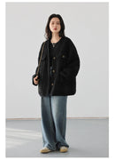 CHIC VEN Women's Woolen Coat Heavy Industry Down Jacket Vintage V-Neck Woman Down Coat Female Tops Autumn Winter 2024