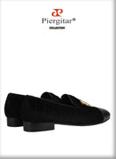 Piergitar 2022 New British Style Retro Embroidered Patch Men's Loafers Handmade Leather Stitching Velvet Moccasins Slip-On Shoes