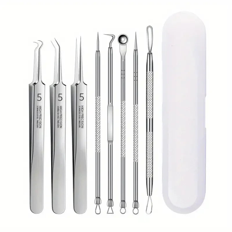 8-piece stainless steel acne and blackhead removal tool set