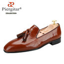 Piergitar Patinated Calf Leather Iconic Dandelion Loafers With Tassels Featuring Metal Spikes CL Brand Same Model Men Moccasins