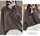 First Line 100% Merino Wool Knitted Cardigan Women's Autumn And Winter Hoodie Loose Sweater Fashionable Versatile Coat Top YC014