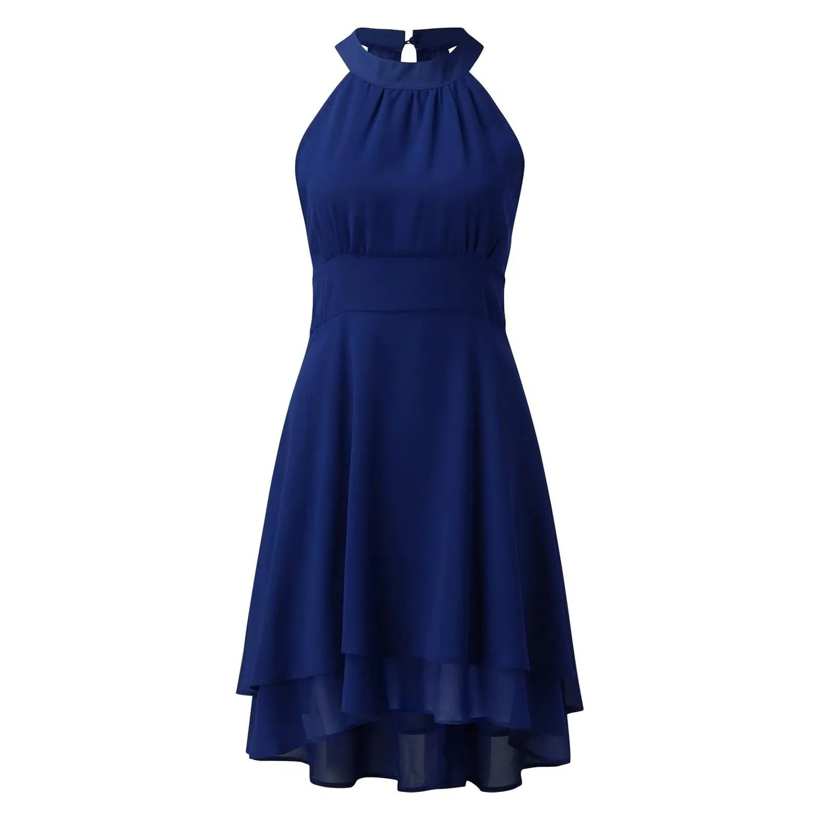 Women's Sleeveless Chiffon High-Waist Layered Halter Dress