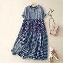 ZANZEA Women Plaid Long Dress 2024 Summer Holiday Pleating Stitching Shirt Dress Casual Loose Short Sleeve Robe Fashion Sundress