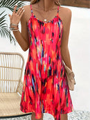 Women's Summer V-Neck Slip Dress - Sleeveless All-Over Print Vacation Sundress , SlayDiva Beach Dress for Women, Flowy Bohemia M