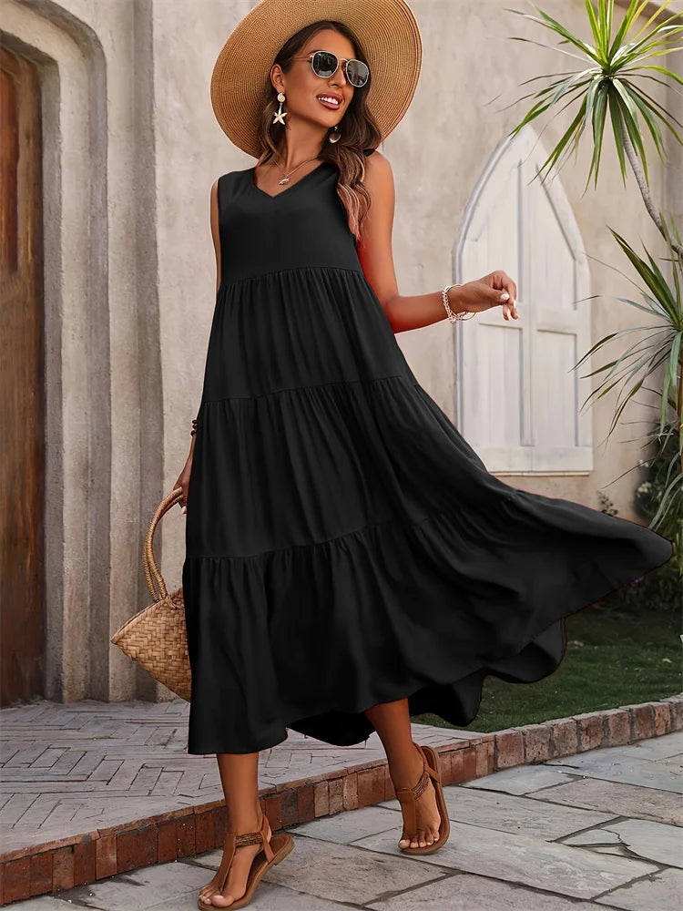 Long Loose Ruffle Dress