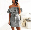 Women's Off Shoulders Ruffled Sleeves Dress