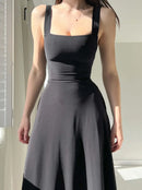 Women's Sleeveless Square Neck Back Lace Dress