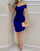 Off Shoulder Velvet Dress