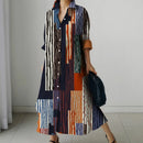 Women's Retro Print Long-sleeved Dress