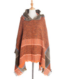 New Autumn Winter Fishbone Pattern Women's Hooded Cape Pullover Cape Women Poncho Lady Capes Black Cloaks