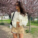 Autumn winter button baseball aviator cropped jackets