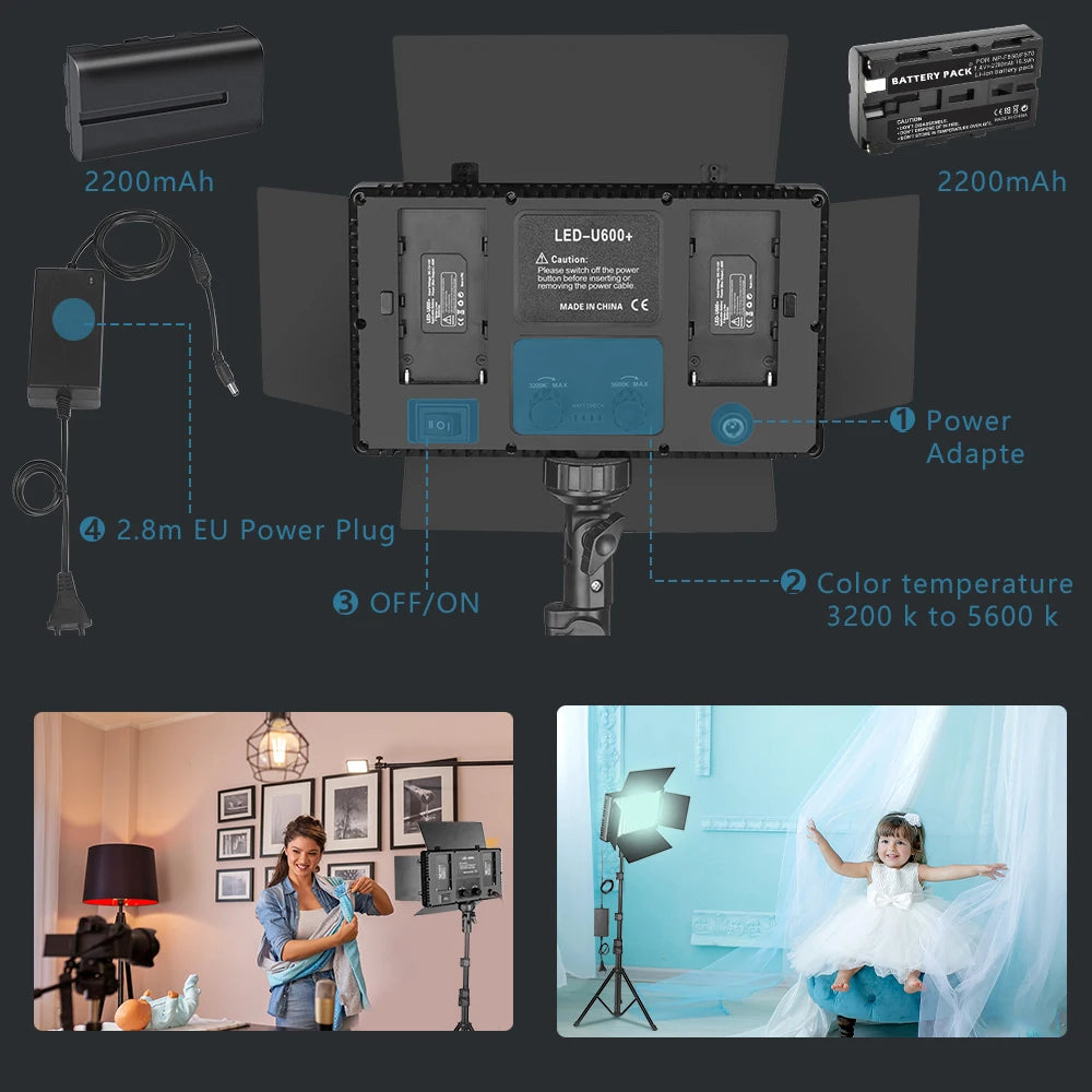 U800+ LED Video Light Photo Studio Lamp