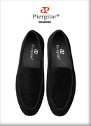 Piergitar 2022 Handmade Meteor Shower Design Velvet Men's Loafers British Style Classic Slip-On Men Smoking Slippers Plus Size