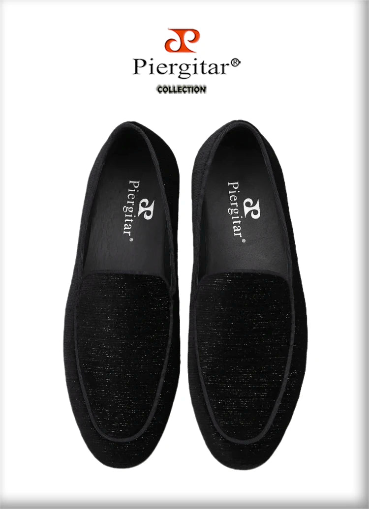 Piergitar 2022 Handmade Meteor Shower Design Velvet Men's Loafers British Style Classic Slip-On Men Smoking Slippers Plus Size