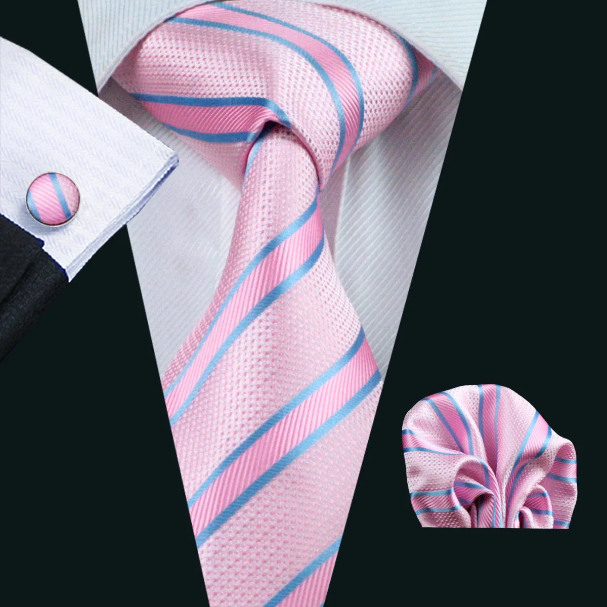 Peach Pink Wedding Ties For Men Exquisite Paisley Silk Pocket Square Cufflink Sets Fashion Woven Suit Necktie Groom Barry.Wang