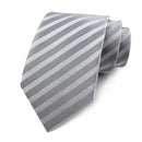Fashion 8CM Mens Necktie Silver Light Grey Color Stripes Floral Plaid Ties For Man Groom Neck Tie For Business Wedding Party