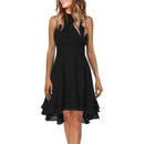 Women's Sleeveless Chiffon High-Waist Layered Halter Dress