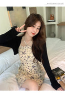Short Ice Silk Knitted Sun Protection Cardigan Women's Thin Summer Suspender Skirt Layered Gauze Jacket Air-conditioned Cover Up