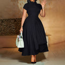 Women's Pleated Short Sleeves length Gown