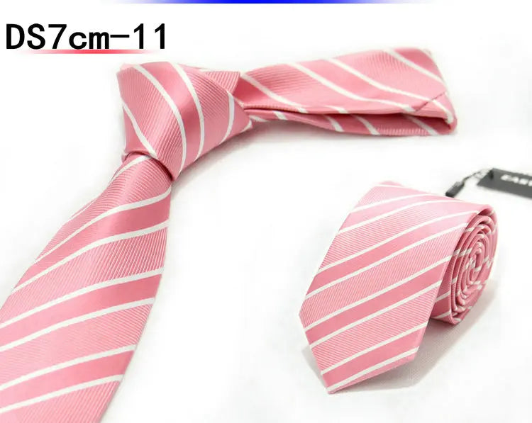 New 7CM Mens Ties Striped Necktie Formal Classic Business Neck Ties Jacquard Woven Necktie For Men Groom Wedding Party Neckwear