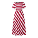 Stripe Maxi Dress VONDA Women Sexy Off Shoulder Printed Sundress 2024 Elegant Casual Loose Short Sleeve Robe Bohemian Vestidos