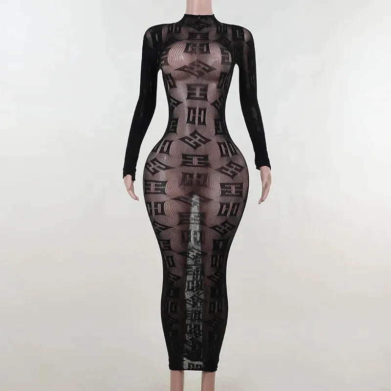 Women's Sexy Long Sleeves Dresses Black White Dresses Party Night Club Clothing