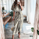 Women's Boho Print Turn-down Collar Dress