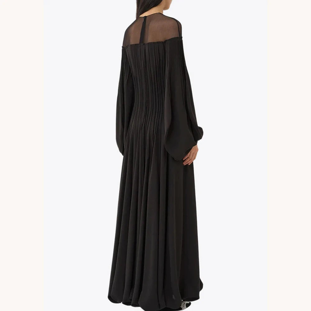 Customized Elegant Lace-Panel Maxi Dresses A-Line