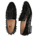 Piergitar Black Patent Leather Men's Loafers With Handmade Different Shapes Of Spikes For Fashion Party CL Brand Red Sole Shoes