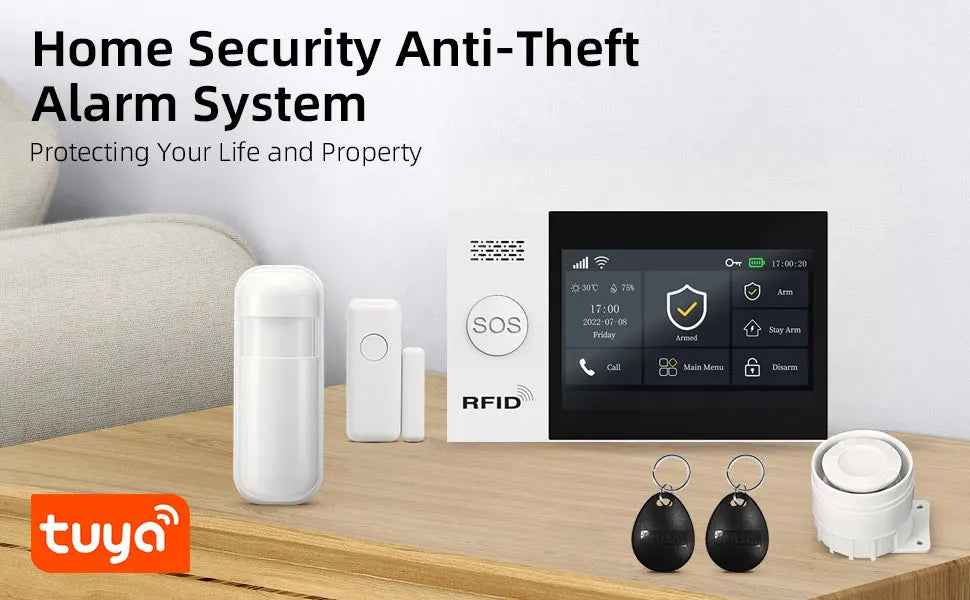TUYA GSM Alarm System Security Protection Smart Home Alarm 4G WIFI Smart Life Control Door Sensor Burglar IP Camera Work Alexa