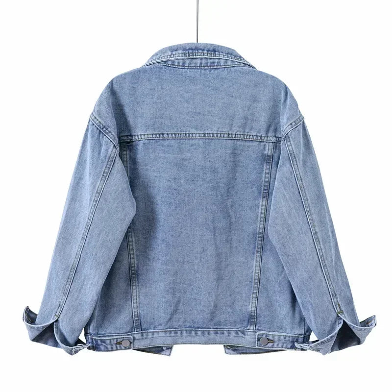 Denim Woman Jacket Winter 2024 Oversize Jean Jacket Long Sleeve Turn-down Collar Female Outerwear Fall Loose Korean Fashion