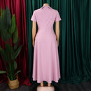 Women's Pleated Short Sleeves length Gown