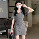 Elastic Sleeve Woman Dress Mini Tight Corset Short