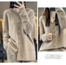 First Line 100% Merino Wool Knitted Cardigan Women's Autumn And Winter Hoodie Loose Sweater Fashionable Versatile Coat Top YC014