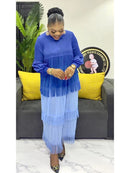 Women's Pleated Puff Sleeve Tassel Dress