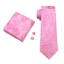 Peach Pink Wedding Ties For Men Exquisite Paisley Silk Pocket Square Cufflink Sets Fashion Woven Suit Necktie Groom Barry.Wang