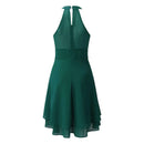 Women's Sleeveless Chiffon High-Waist Layered Halter Dress