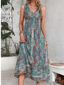 Summer Boho Print Women Sleeveless Beach Party Dresses