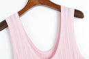 2025 Summer New in Pink Sleeveless Ribbed Knit Bodycon Mini Dress Versatile Work & Casual Outfit