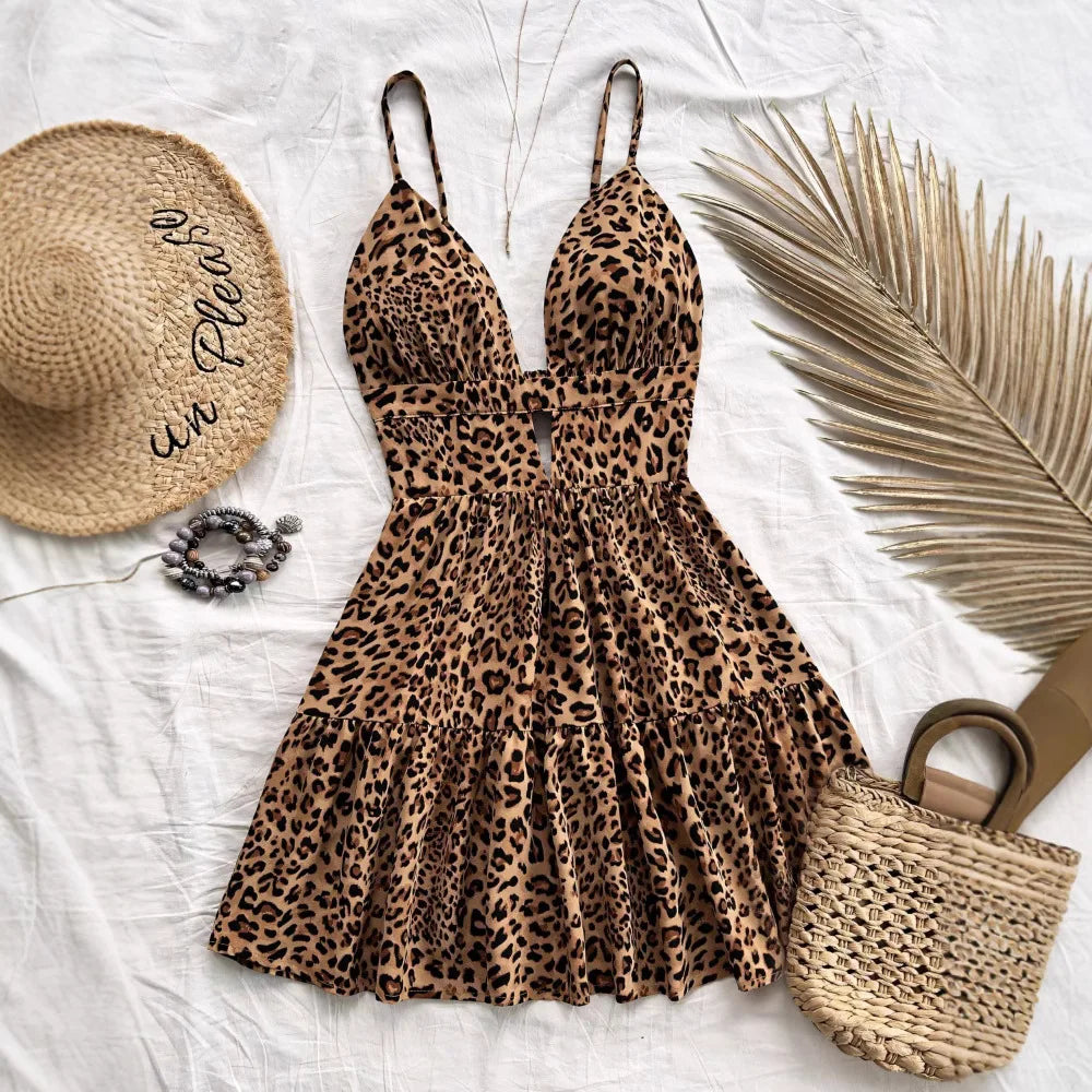 Women Sleeveless Backless Mini Dress