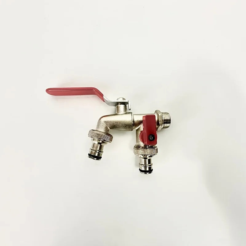 1/2 zinc alloy faucet one inlet and two outlet gardening faucet four-way double-opening dual-control washing machine faucet