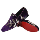 Piergitar Black And Dark Purple Velvet With Handmade Floral Sequin Men's Loafers CL Same Classic Red Outsole Slip-On Moccasins