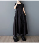Unique Style New 2025 Summer Korean Style Woman Black Sleeveless Sundress Loose Fit Girls Casual Beach Cute Sun Dress JKXD057