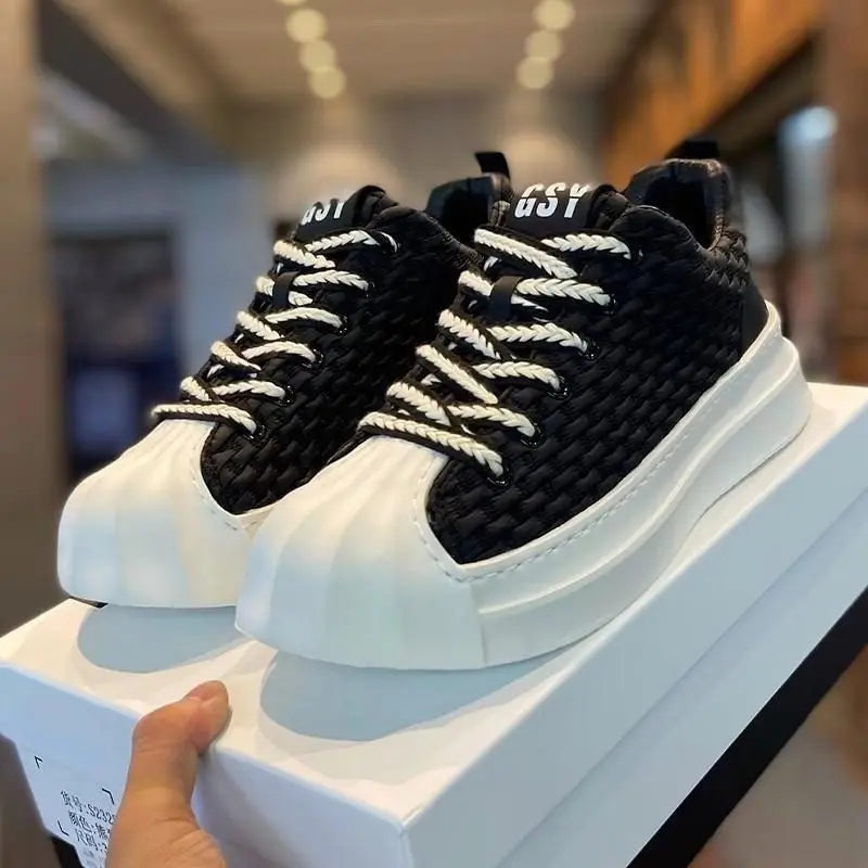 Men Striped Patchwork Casual Shoes