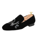 Handmade Black Velvet Shoes Featuring "LOVE", Leather Letters for Fashion Party CL Same Style Men's Loafers