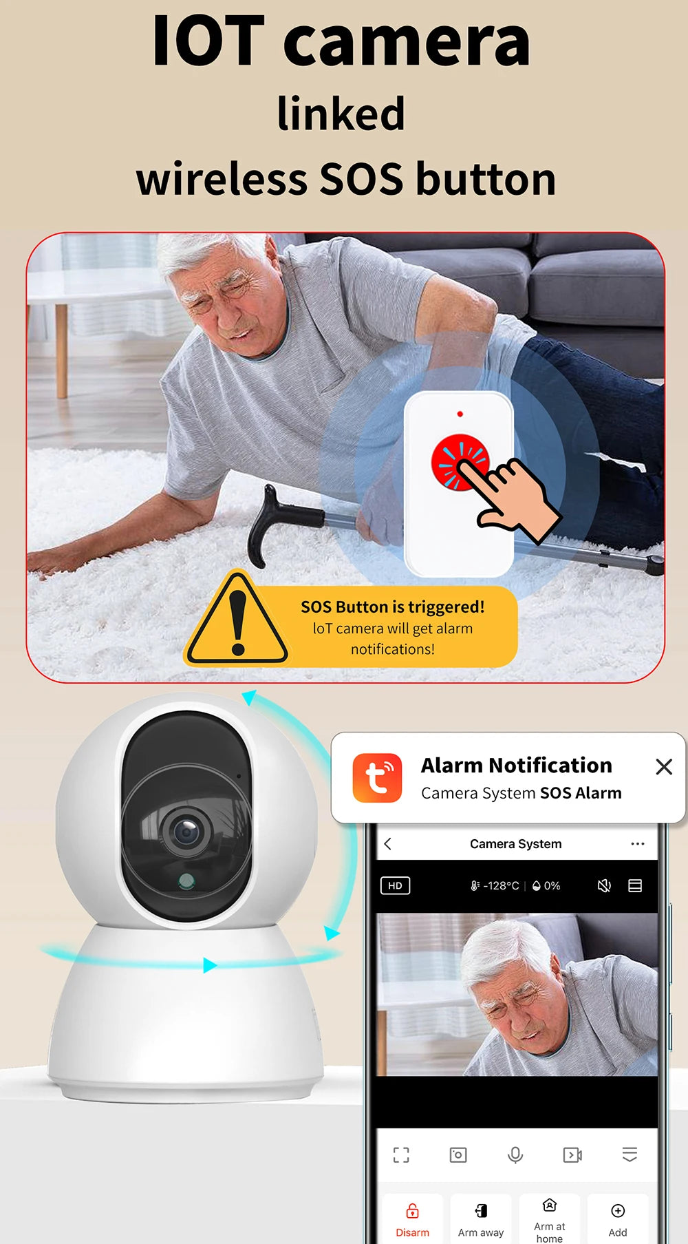 Tuya Smart Life 2MP 2.4G/5G+BLE WIFI IoT Alarm Surveillance Home Security Burglar FHD CCTV Camera System SOS Contact PIR Sensor